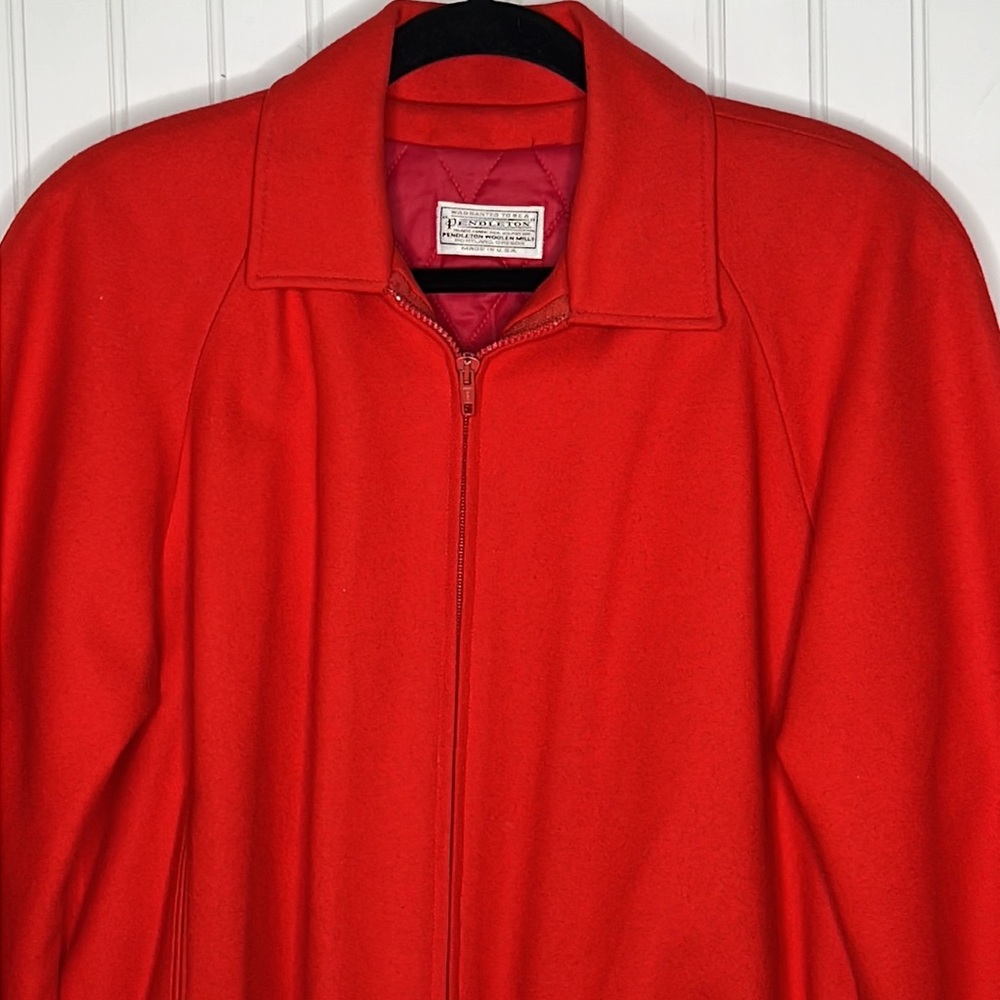 - Pendleton Red Wool Crop Jacket Size Large - image 2